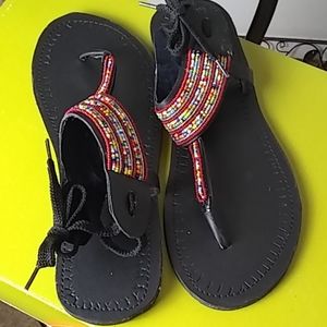 Thong Sandals, Beaded, Size 10